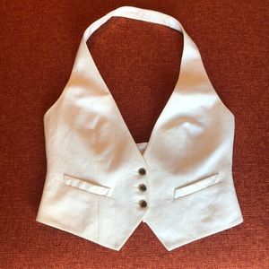 NWT J.Crew linen halter vest, white, size small